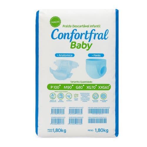 Kit 02 Pacotes Fralda Confortfral Baby Segunda Linha Anatômica Adesiva