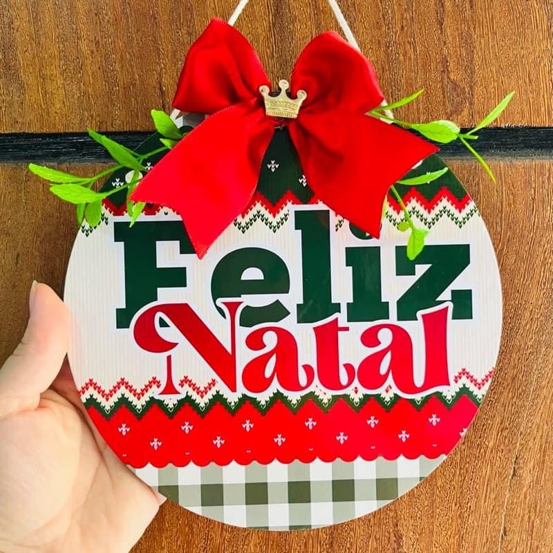 Guirlanda Natalina Decoração de Natal Plaquinha Pendurar Porta Enfeite Decorativo Papai Noel Natal Cristão Jesus Presépi