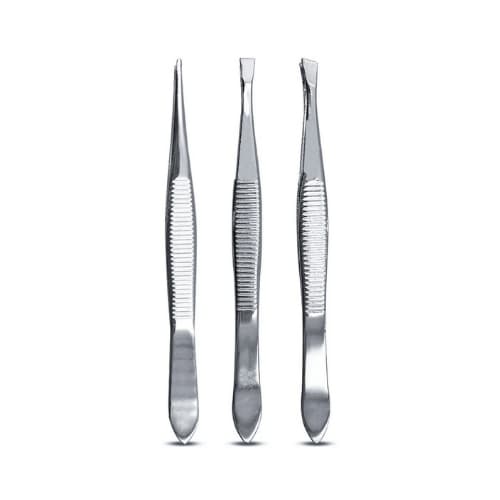 Kit 3 Pinça Aço Inox Chanfrada Fina Reta Design Sobrancelha