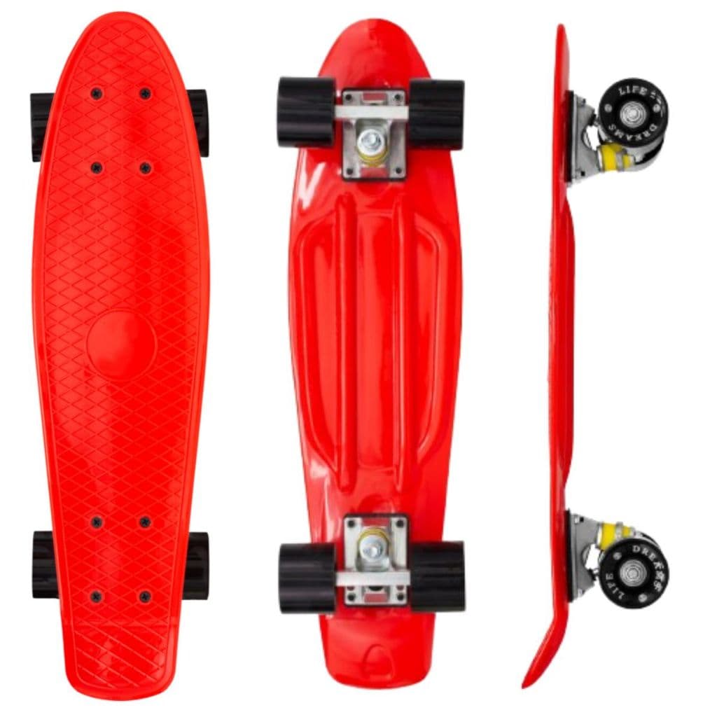Skate Mini Cruiser 22"pol Vermelho Pro Truck Aluminio 100KG Compact Cruiser Life Dreams
