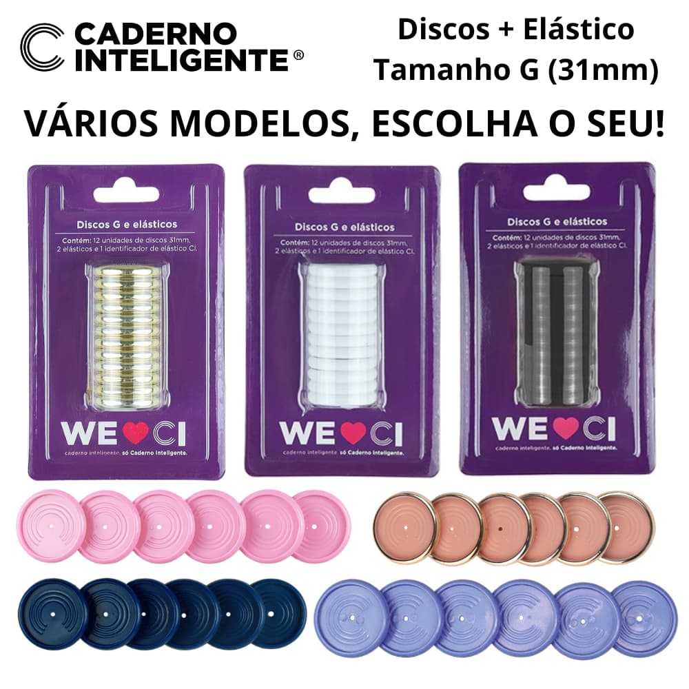 Discos + Elástico CI Caderno Inteligente Tamanho G Original Vários Modelos