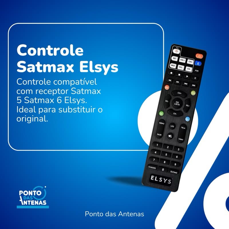 Controle Remoto Para Receptor Elsys Satmax Satmax5 Satmax6 Elsys