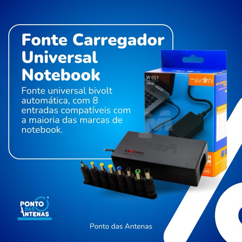 Fonte Universal Para Notebook Adaptador 8 Entradas 120w