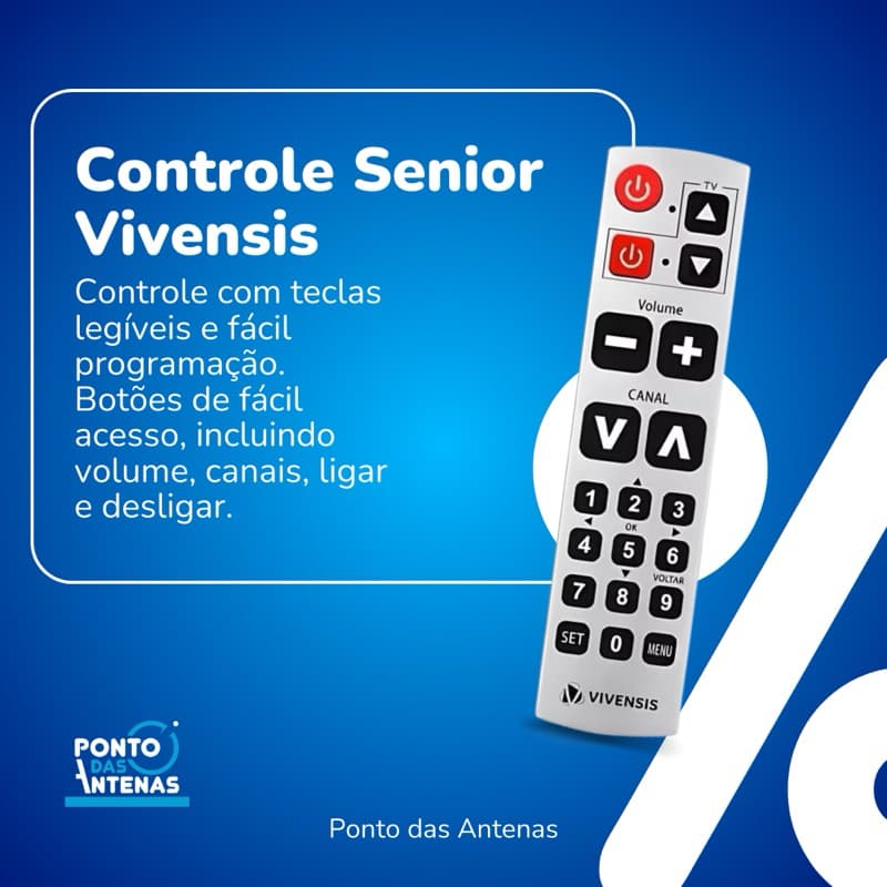 Controle Remoto Senior Vivensis Para Receptor VX10 Vivensis Para Idosos e Geral