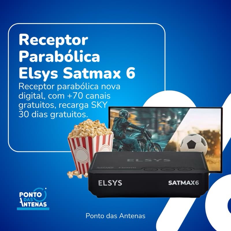 Receptor Elsys Satmax 6 Etrs72 30 dias de recarga SKY.