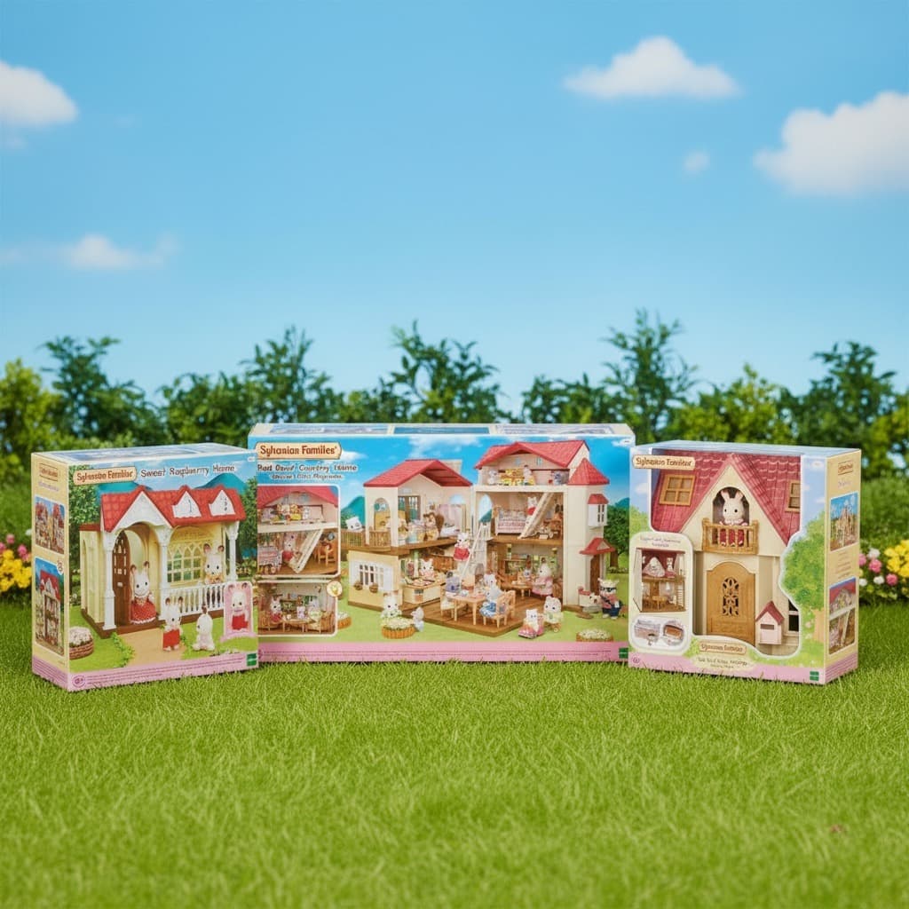 Sylvanian Families Casas: Telhado Vermelho Com Sótão, Primeira Casa e Doce Framboesa