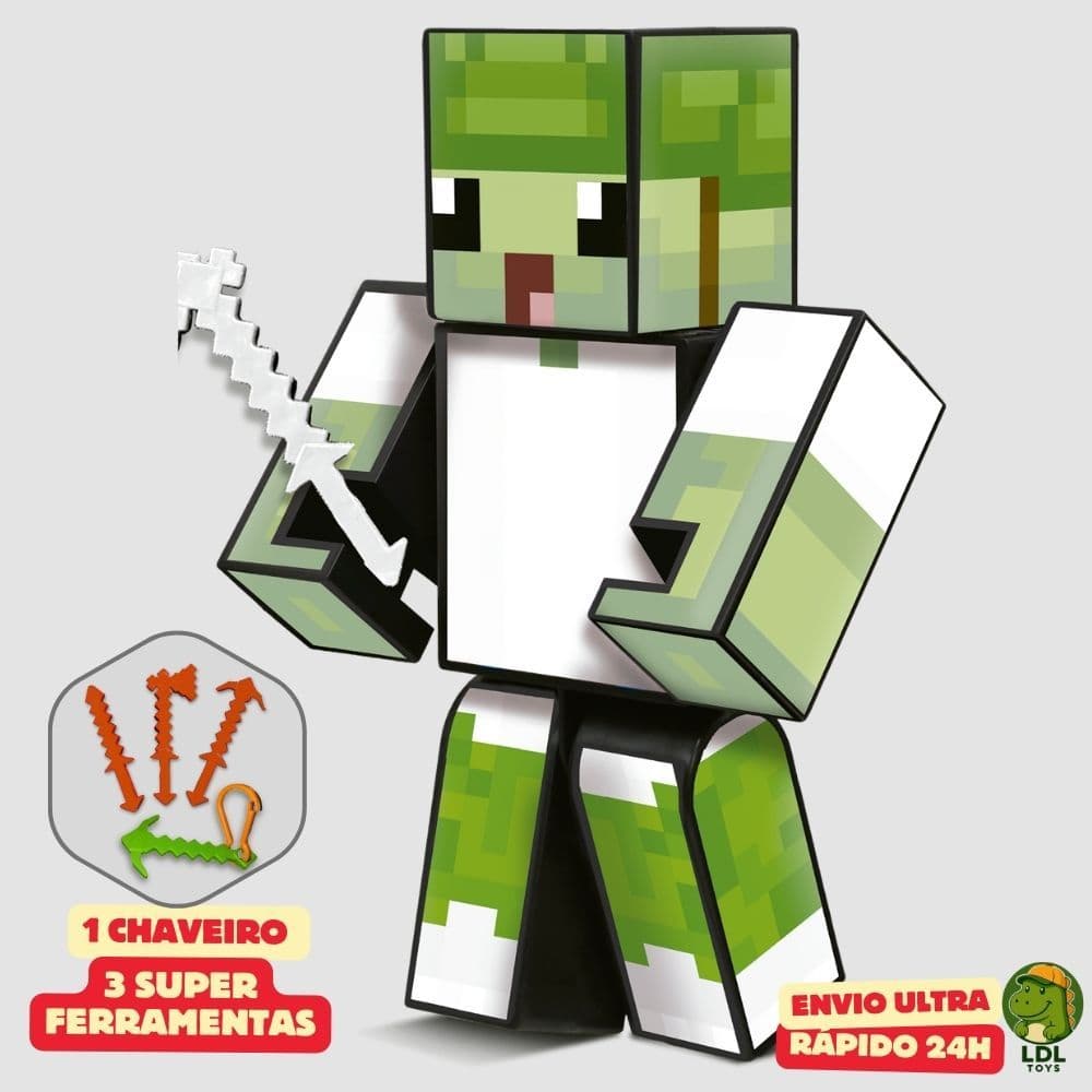 Boneco Sandega 15cm Articulado Acompanha 3 Ferramentas Youtuber Original Algazarra