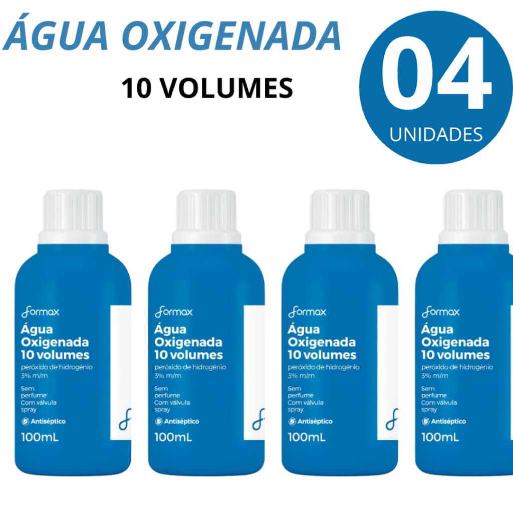 Agua Oxigenada 10 Volumes Antisséptico 100ml Promoção 4uni
