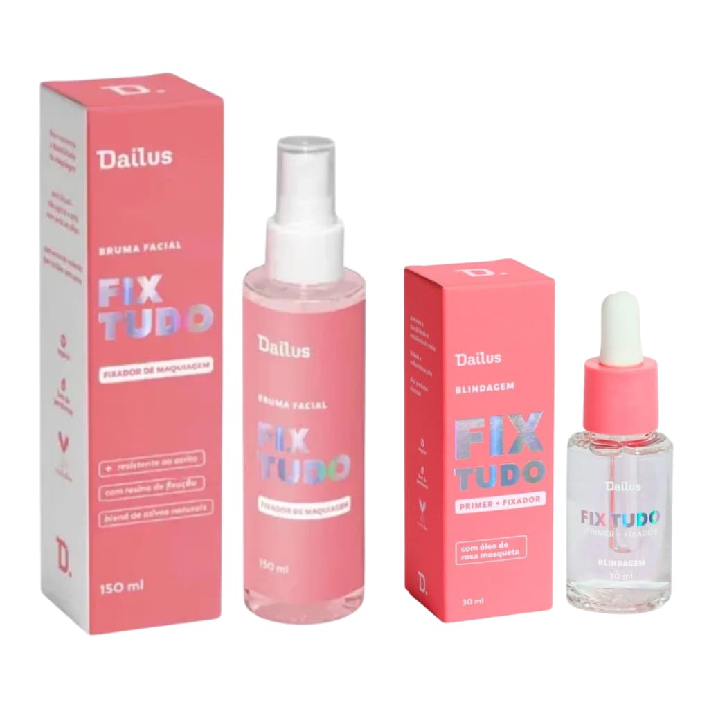 Dailus Blindagem Fix Primer Fixador Óleo Rosa Mosqueta Vegana 30ml ou Bruma Facial Fix 150 ml