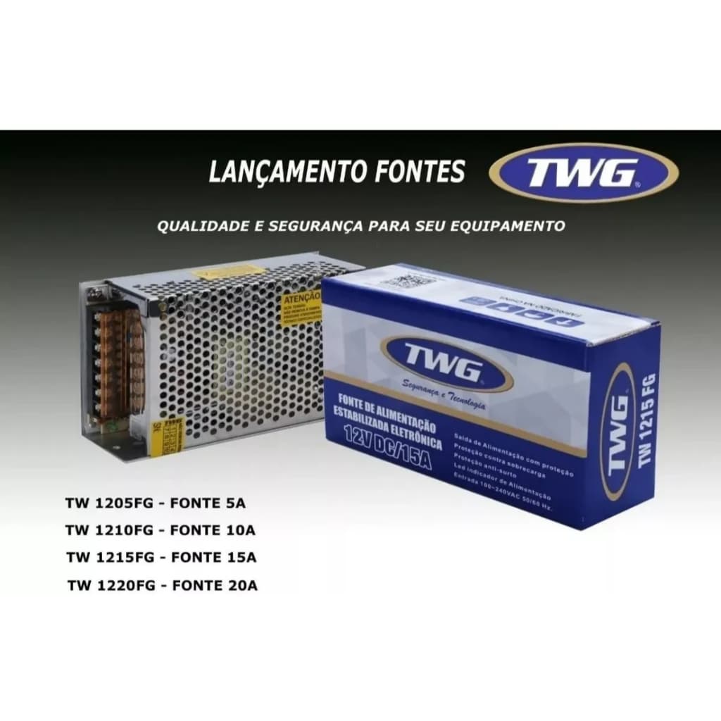 Fonte de Alimentação Colmeia TWG 12V Várias Amperagens Para Câmeras de Segurança, DVRs, Fitas LED