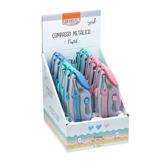 Compasso Escolar Metalico Cores Pastel -BRW