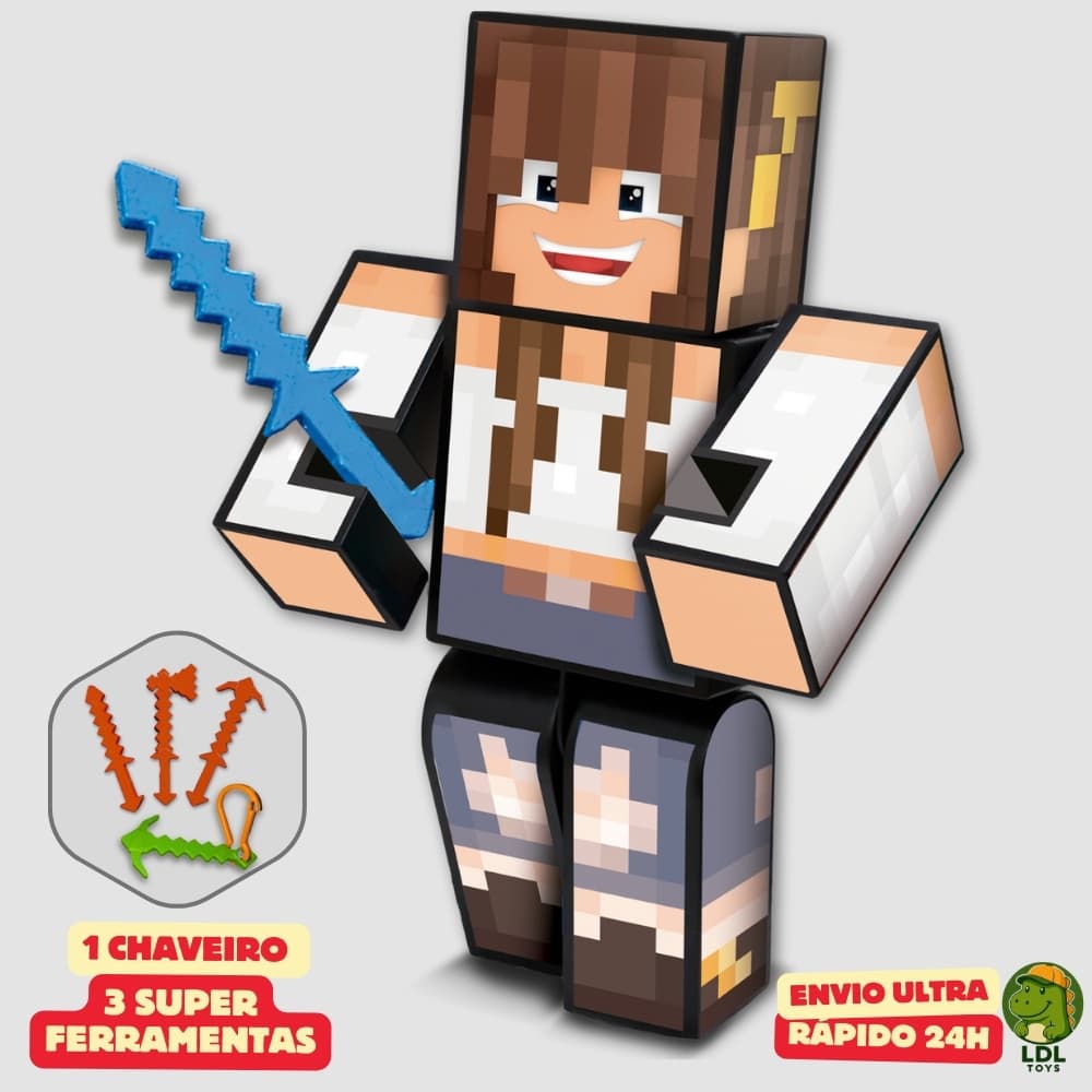 Boneco Duda Berud 15cm Articulado Acompanha 3 Ferramentas Youtuber Original Algazarra