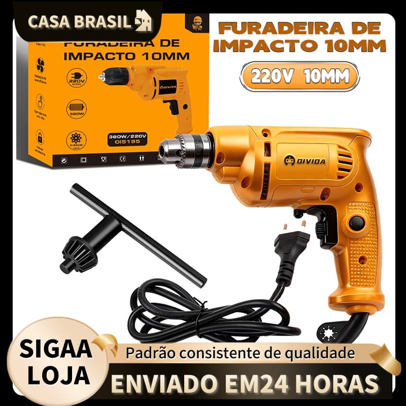 Furadeira de Impacto 10mm OIVIDA 380W 220V