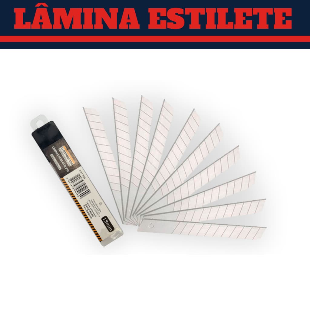 Lamina Estilete  - 18mm X 0,50 - C/10 Starfer Profissional