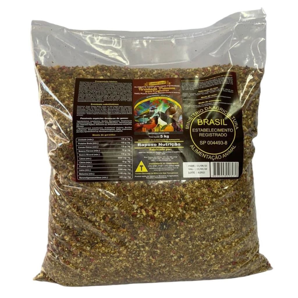 FARINHADA PREMIUM PARA FRUGIVOROS RAPOSO LINHA OURO