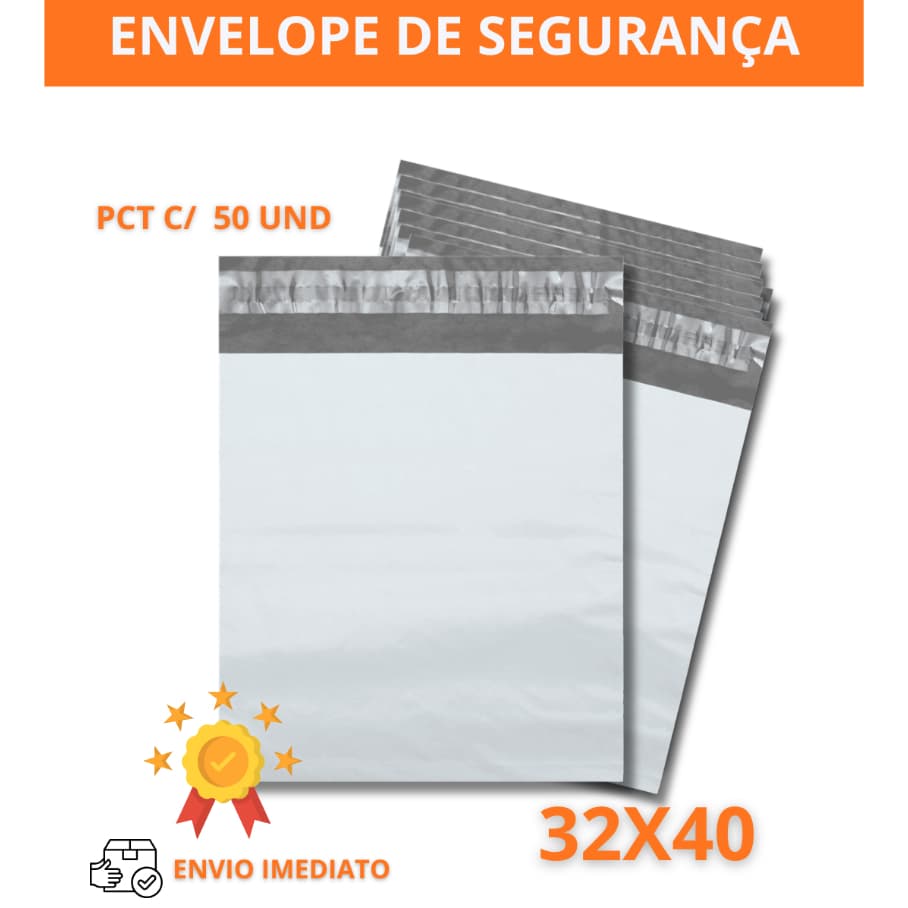 Kit Saco Envelope de Segurança Ecommerce Sedex Entrega com 50 und embalagem cinza autocolante 32x40