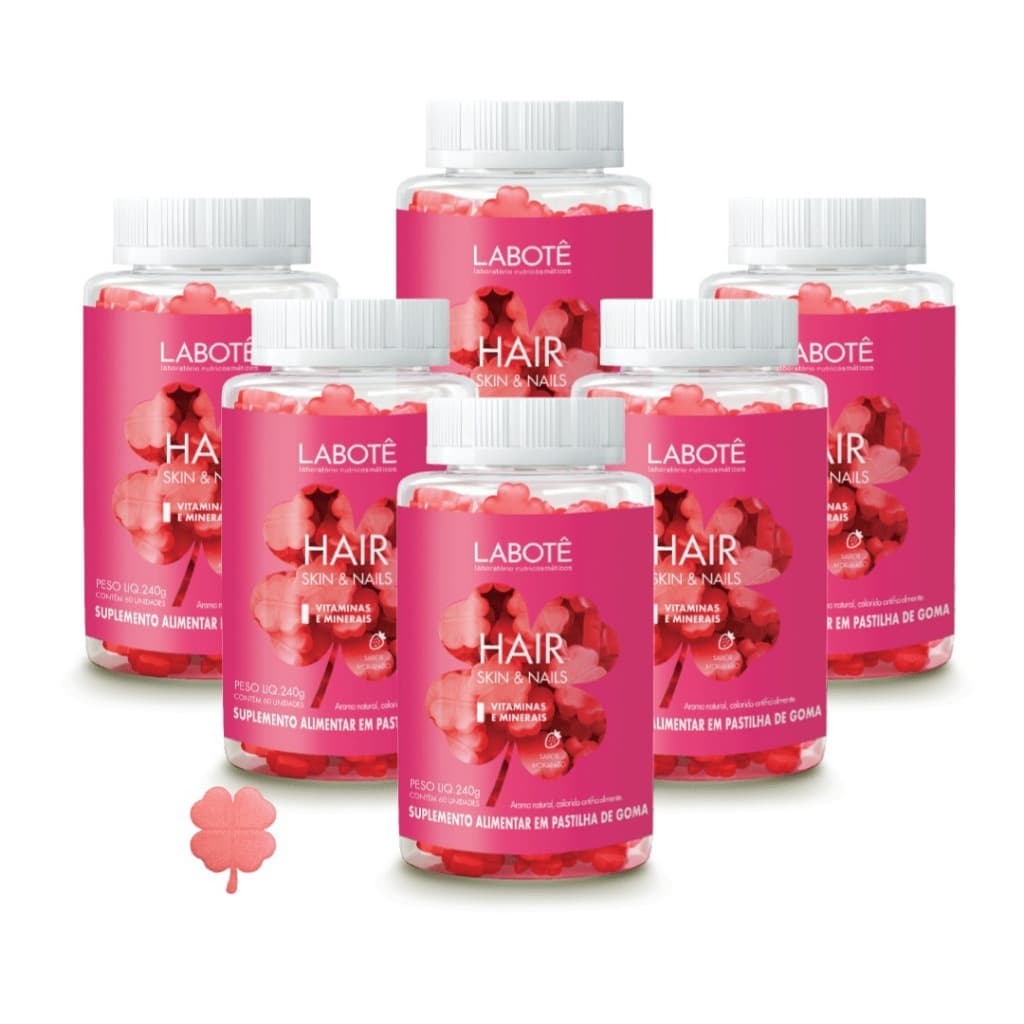 Kit 6 Labotê Hair, Skin & Nails Vegano – 60 Gomas