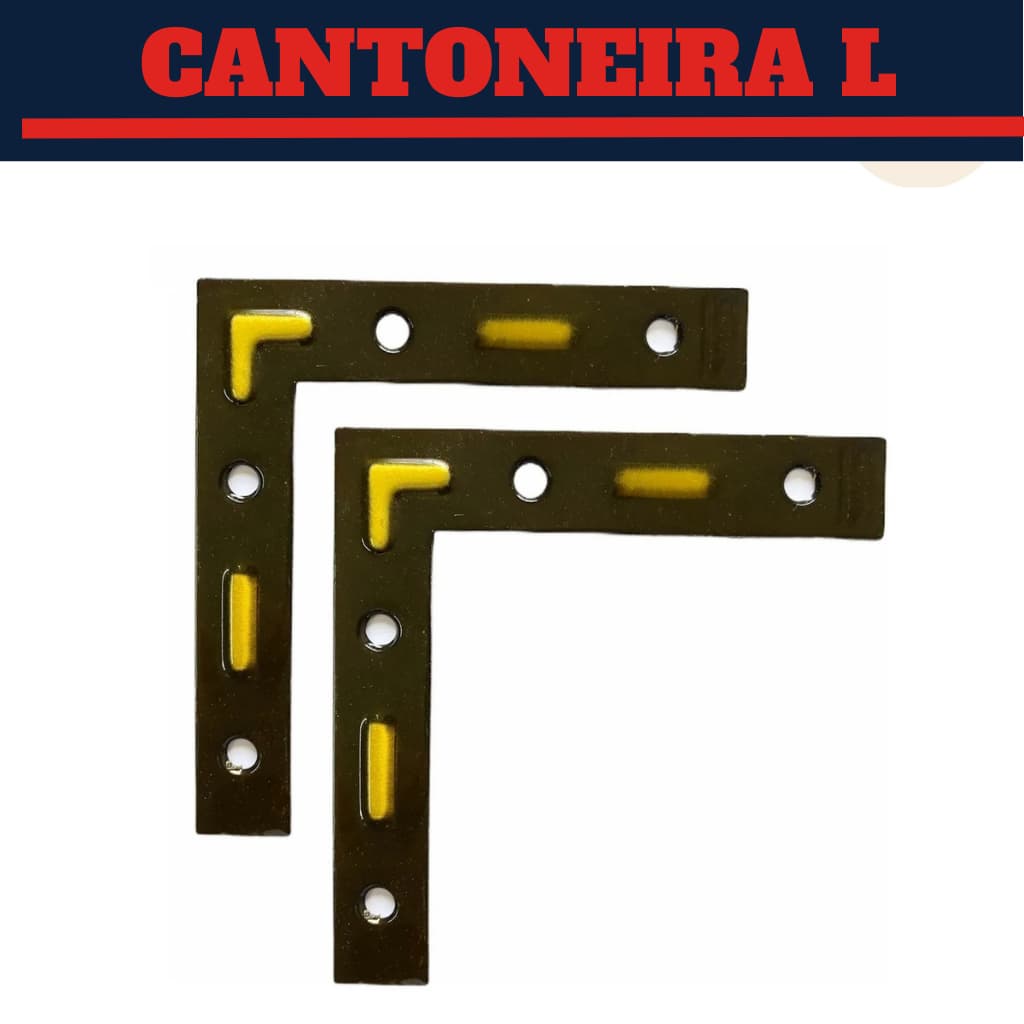 Cantoneira L 10x10cm para Porta Colonial Kit C/8 Peças com Parafusos Solufer – Ferro Latonado