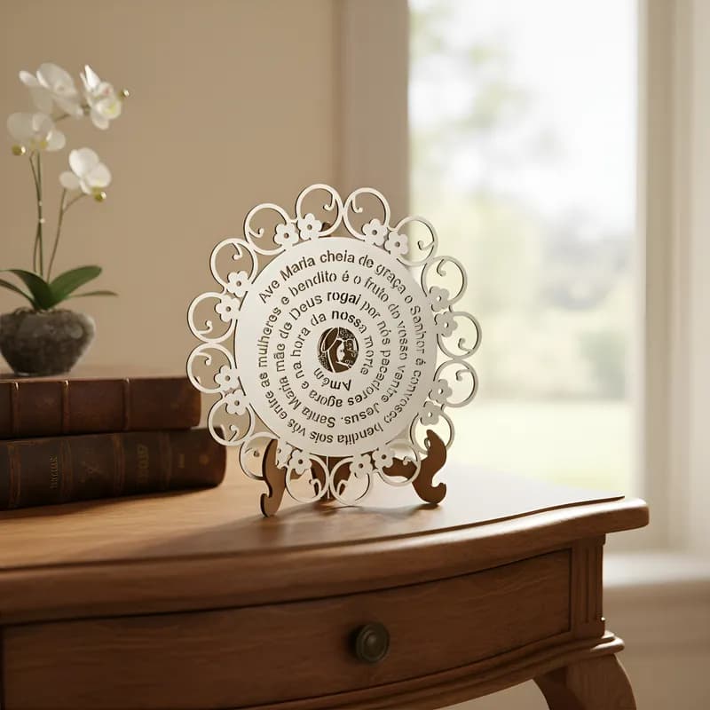 Mandala Oração Ave Maria Decoração Mdf 20 Cm