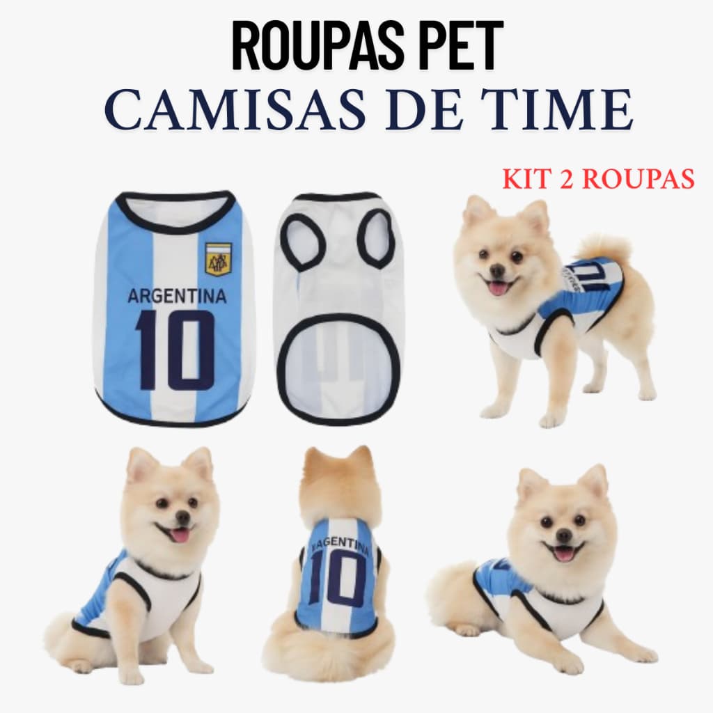KIT roupa pet camisa de time brasil, argentina, bulls e lakers, macho raças pequenas