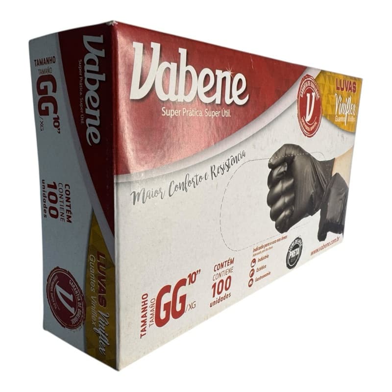 kit com 5 caixas luva viniflex preta vabene