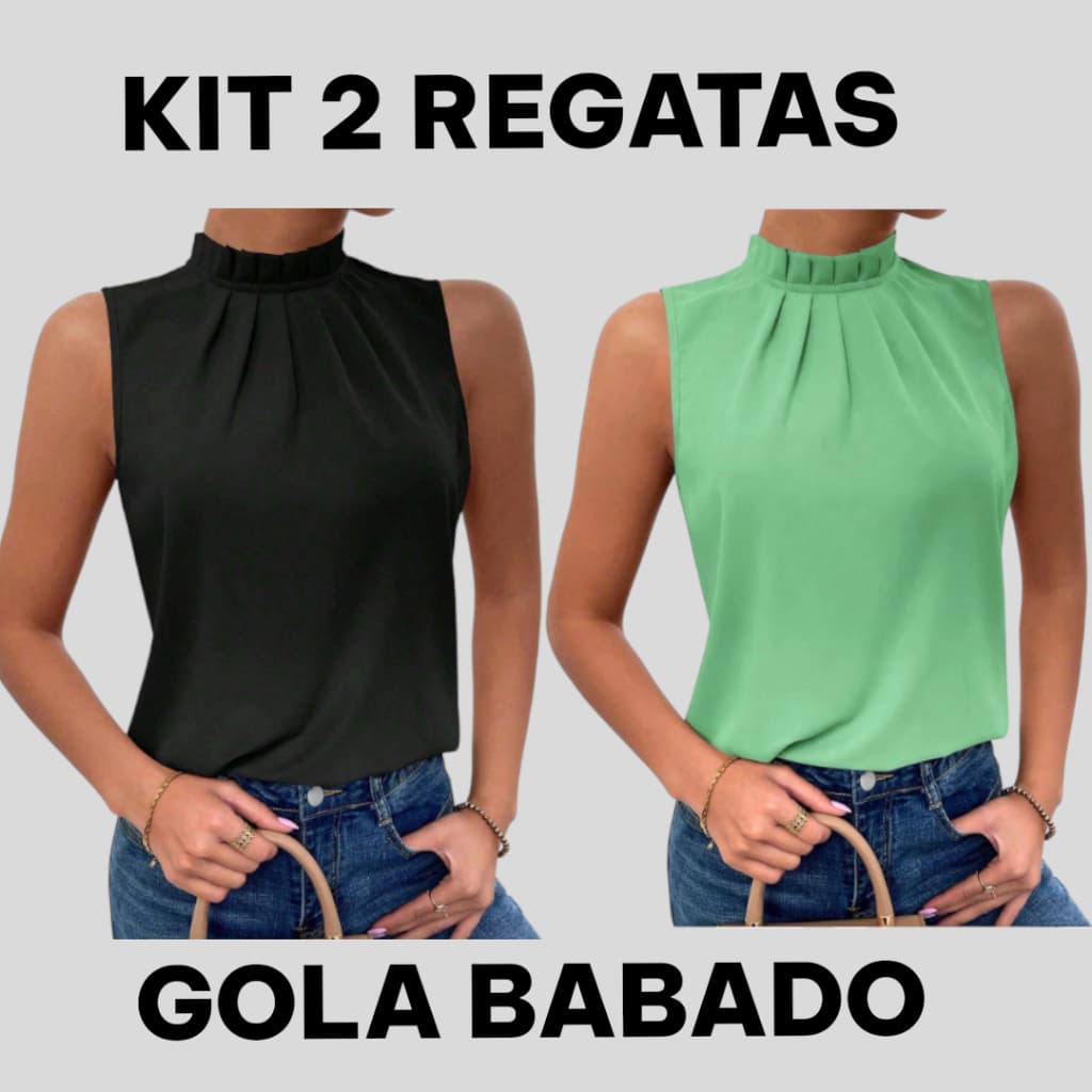 Kit 2 Regatas Gola Babado Feminina – Charme Instantâneo! Festa