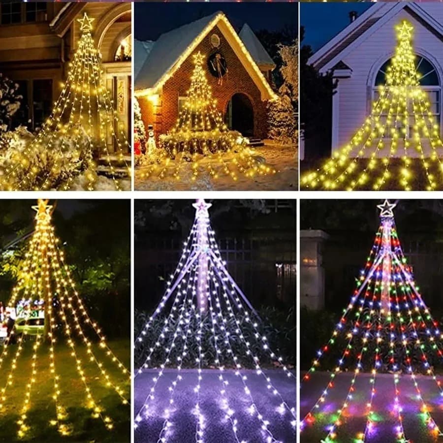 Cortina de LED Da Árvore Cachoeira De Natal Fio Fada 8 Modos 2 Metros 200 LED 110V