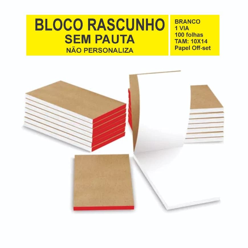 5 blocos  Rascunho  branco 10x14 100 folhas s/ pauta Papelaria Anotação Comanda Bar Restaurante Loja
