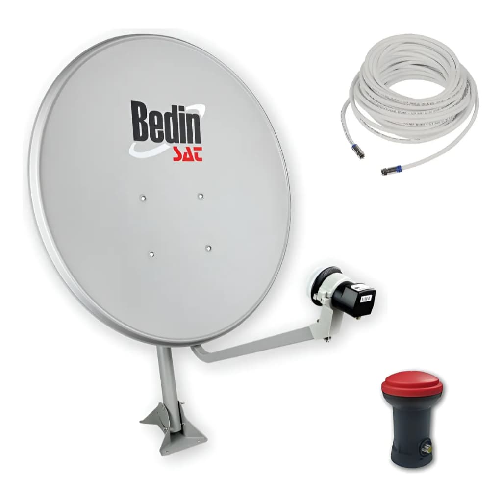 Antena Parabólica Digital 60cm Banda Ku Bedin Sat + LNB + cabo