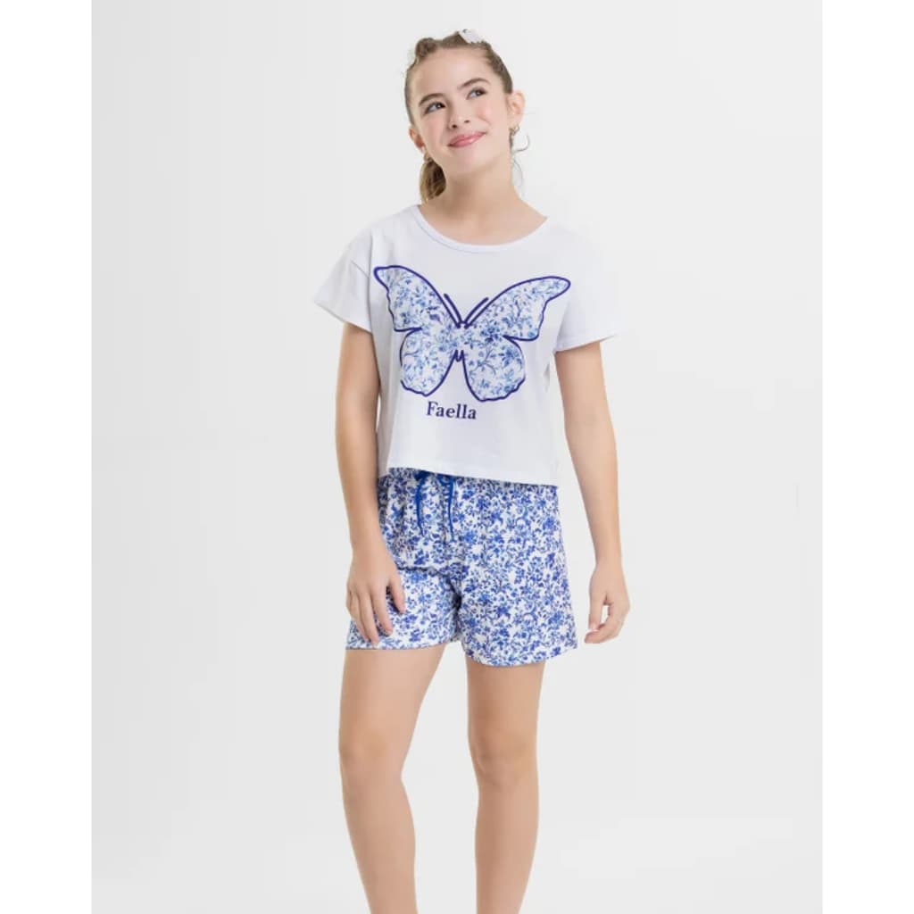 Conjunto Cropped  Juvenil Feminino MK - Borboleta Faella