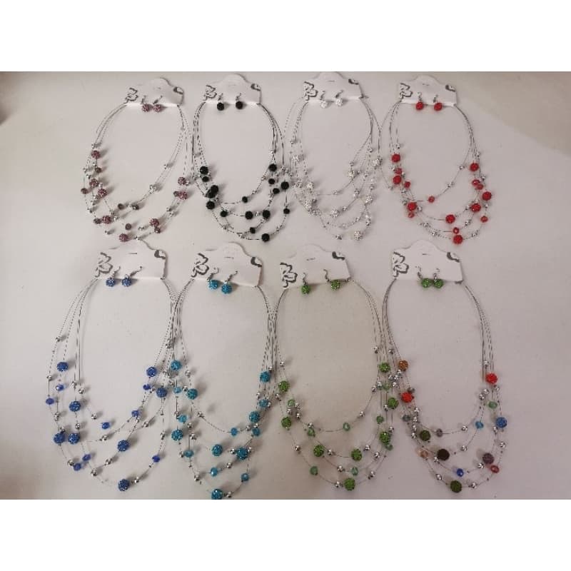 💫 Conjunto Feminino Colar Brincos Esferas Cristalizada Leve Brilhante Elegante Design Moderno Suave Múltiplas C155043-8