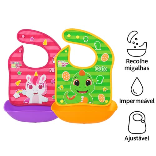Babador Bebê Impermeável Silicone com Papa migalhas bebe infantil