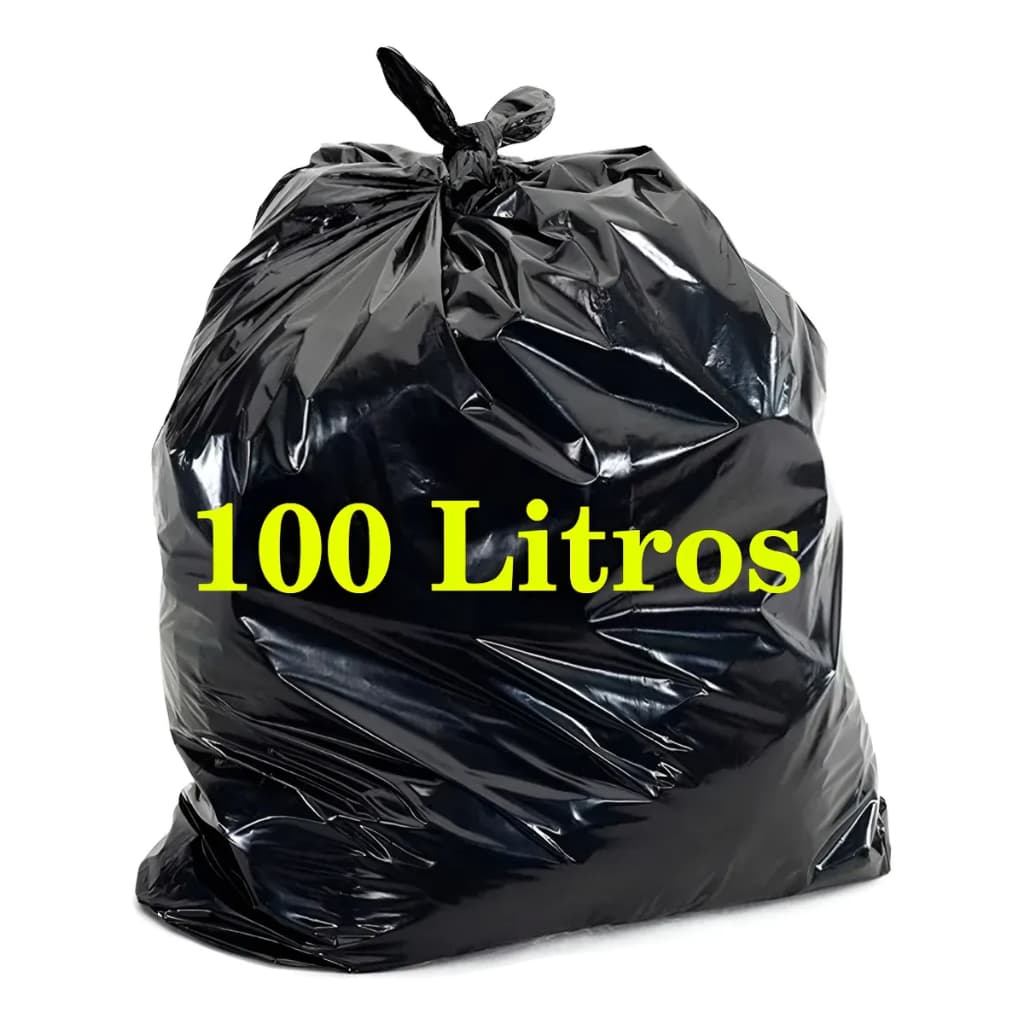 Saco de Lixo Preto Super Reforçado de Boca Larga 100 Litros - 50 Unid