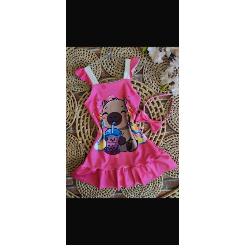 vestido capivara + tiara de cabelo