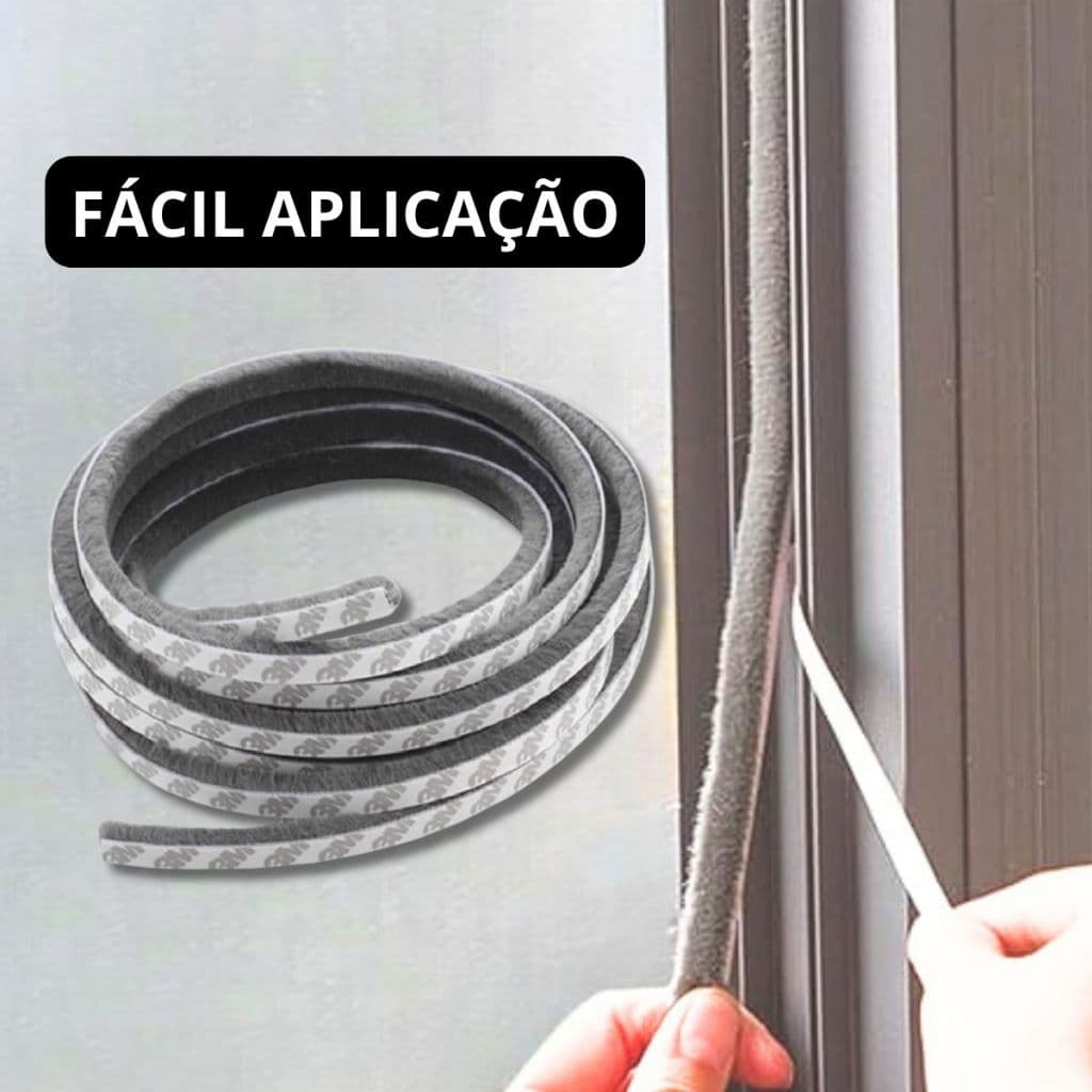Veda Fresta 7x10mm Escova Adesiva com Vedação 3M Completa para Insetos e Ruídos