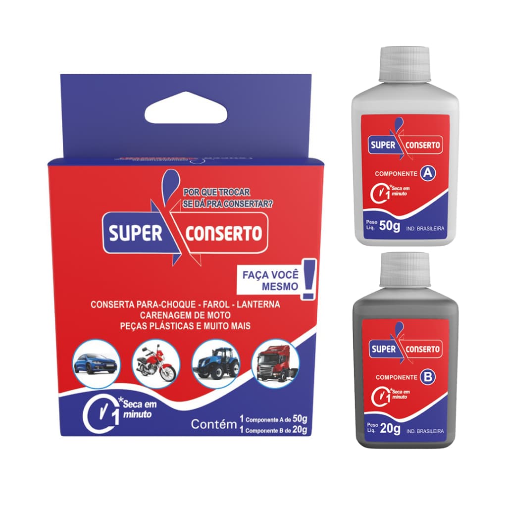 Cola Super Conserto Solda Plástica Instantânea 70g