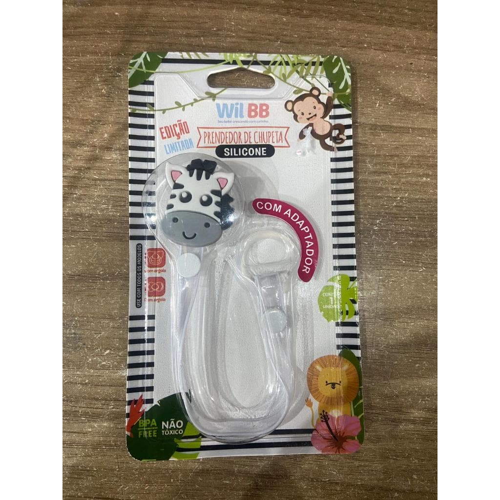 Prendedor de Chupeta Wil BB em silicone bichinhos com adptador