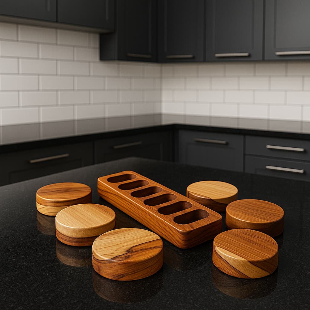 Kit 6 Porta Copo Madeira Decorativo Descanso Mesa Bar Cozinha