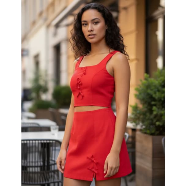 Conjunto Cropped e Shorts Saia feminino Elegante Social Casual
