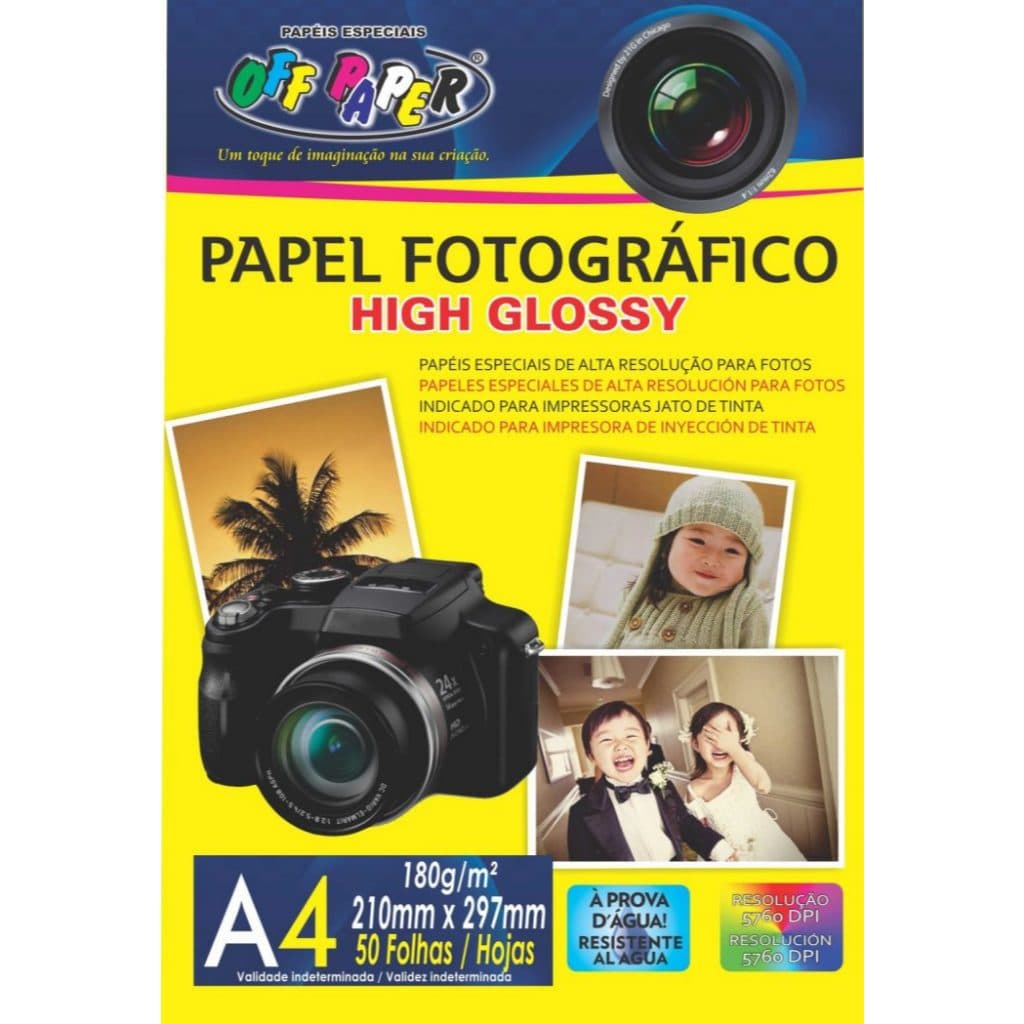 Papel Fotográfico A4 180g Glossy Resistente a Água OFF PAPER