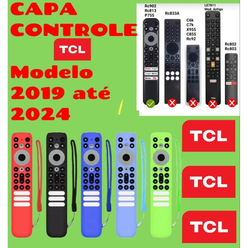Capa Controle TCL RC902V Android tv Google Assistente