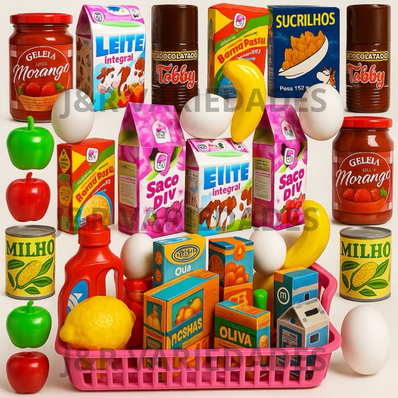 Brinquedos Cozinha Infantil Menina Menino Kit 26 Pcs Comidinha Brinquedo Mercadinho Supermercado