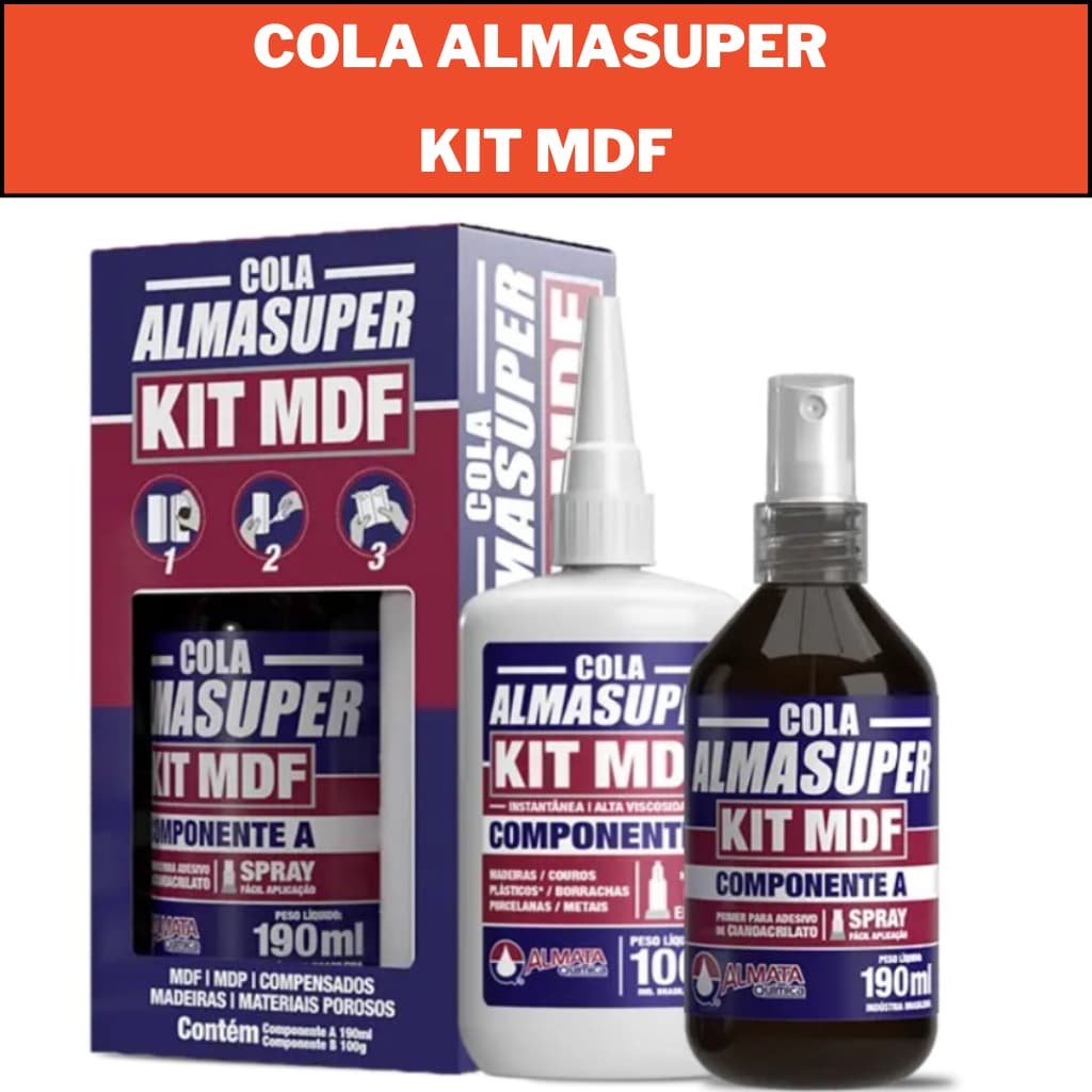 Cola Instantânea Almasuper Kit Para Mdf Almata