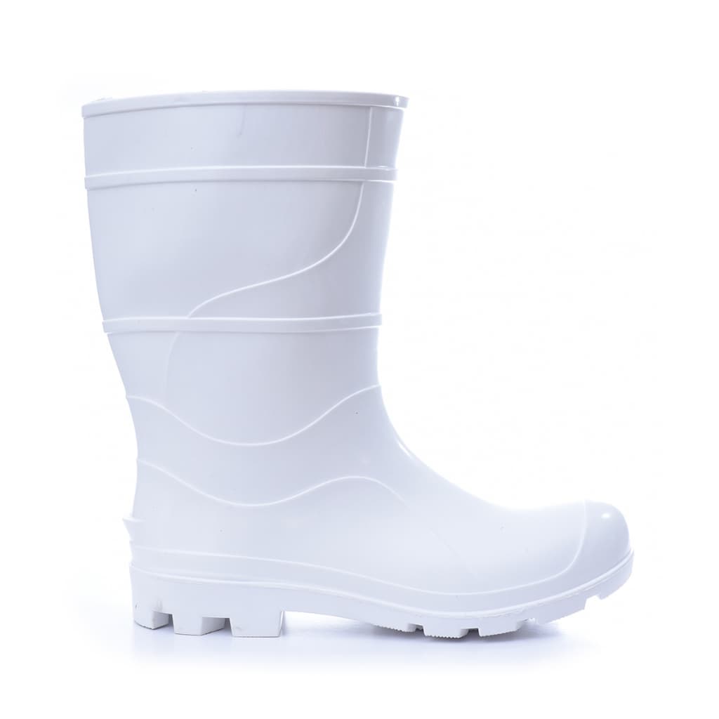 Galocha PVC CA Branca Cano Médio | Bota Antiderrapante EPI Profissional Impermeável | Frigorífico, Limpeza e Indústria