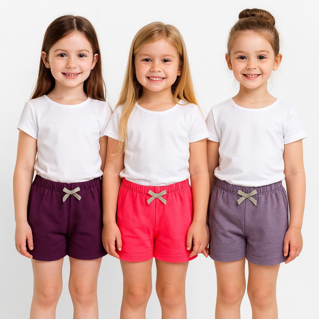 Kit 3 Bermuda Shorts Infantil Menina em Moletinho 100% Algodão Super Qualidade