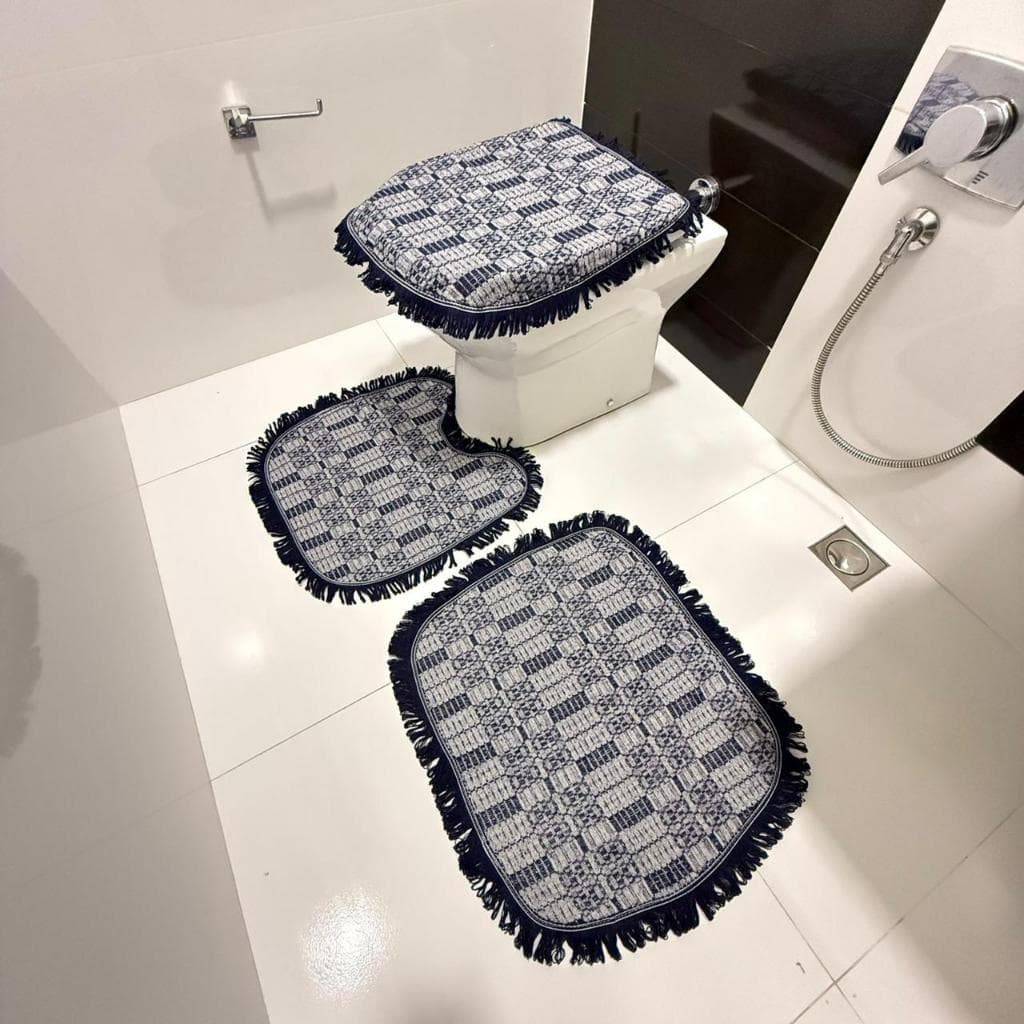 Kit 3 peças de Tapete Para Banheiro Decoração Confortável Algodão