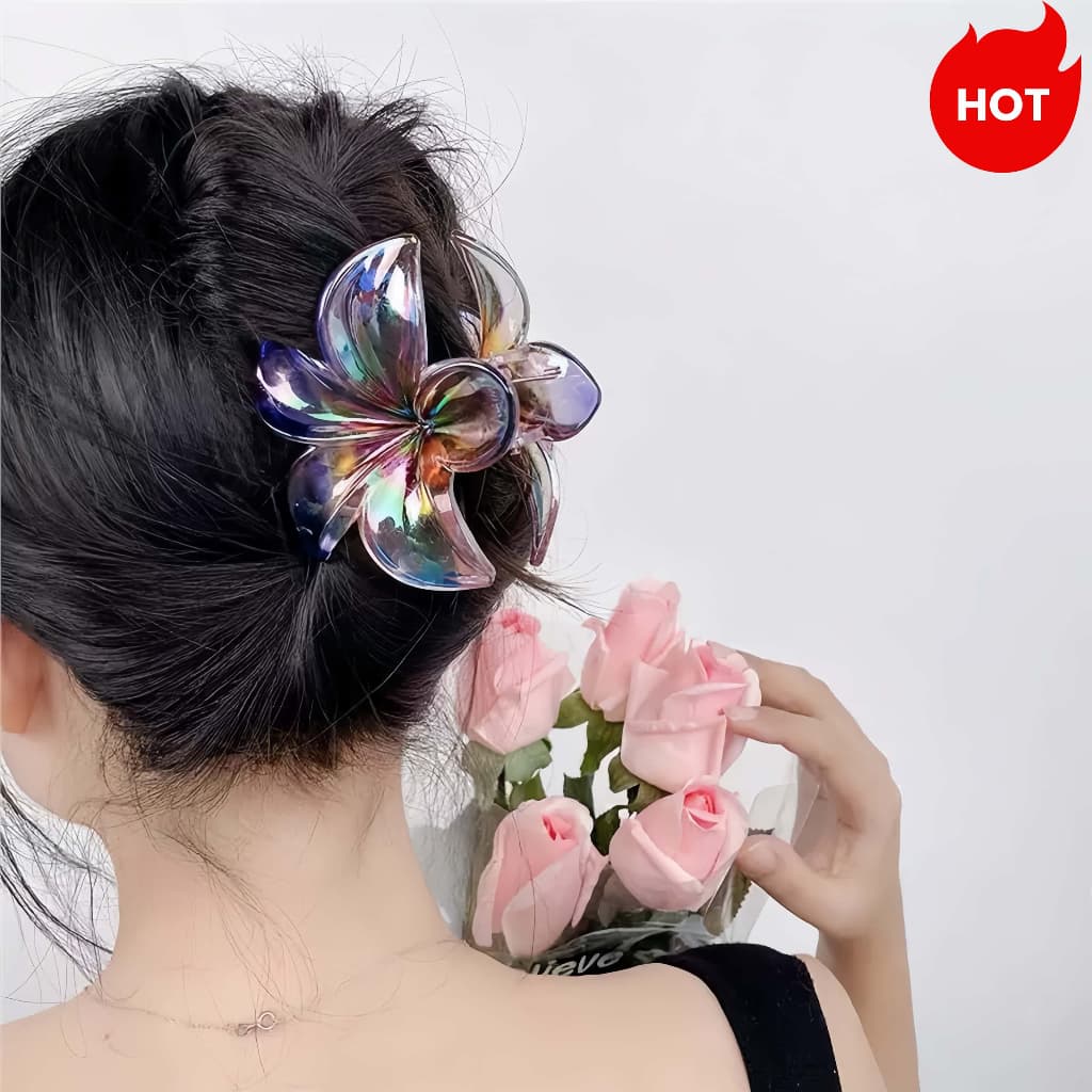 [ KIT 2 ]Prendedor / Clip de Cabelo de Flor De Grade Presilha Acrílica Colorida Estilo Praia - 8CM