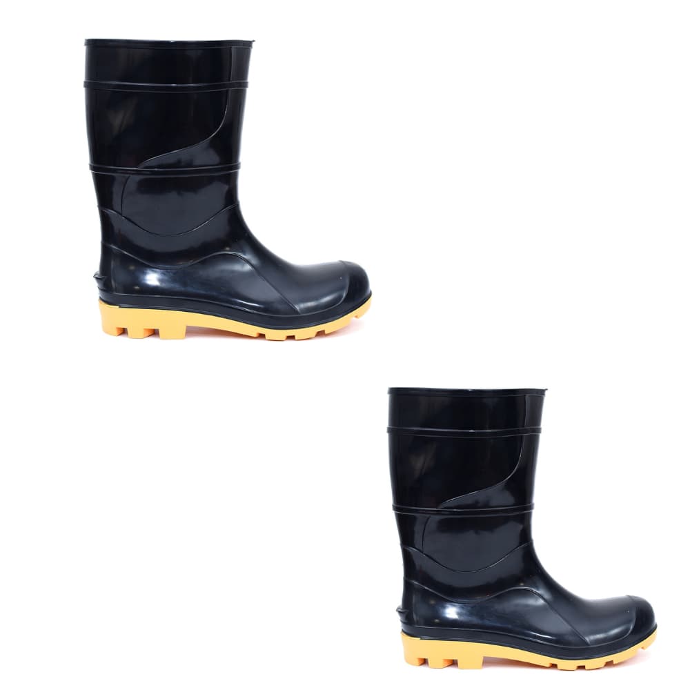 Kit 2 Pares Galocha PVC CA Cano Médio Impermeável Antiderrapante EPI Profissional Motoboy, Construção, Limpeza