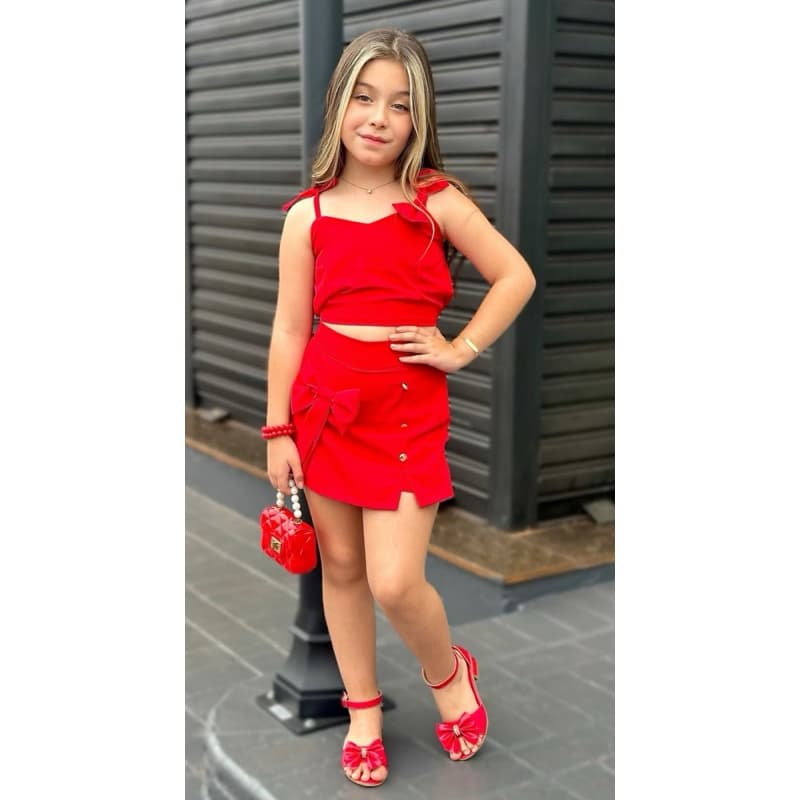 conjunto infantil Natal ano novo menina 4 e 6 anos vermelho lilás rosa verde com laço short saia elástico lindo
