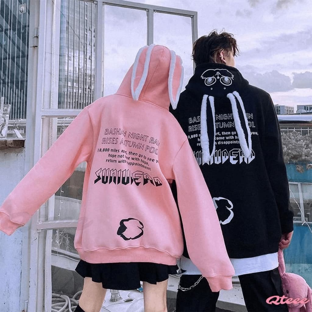 moletom orelha de coelho fofo rosa oversized coquette kawaii aesthetic soft y2k coreana japonesa